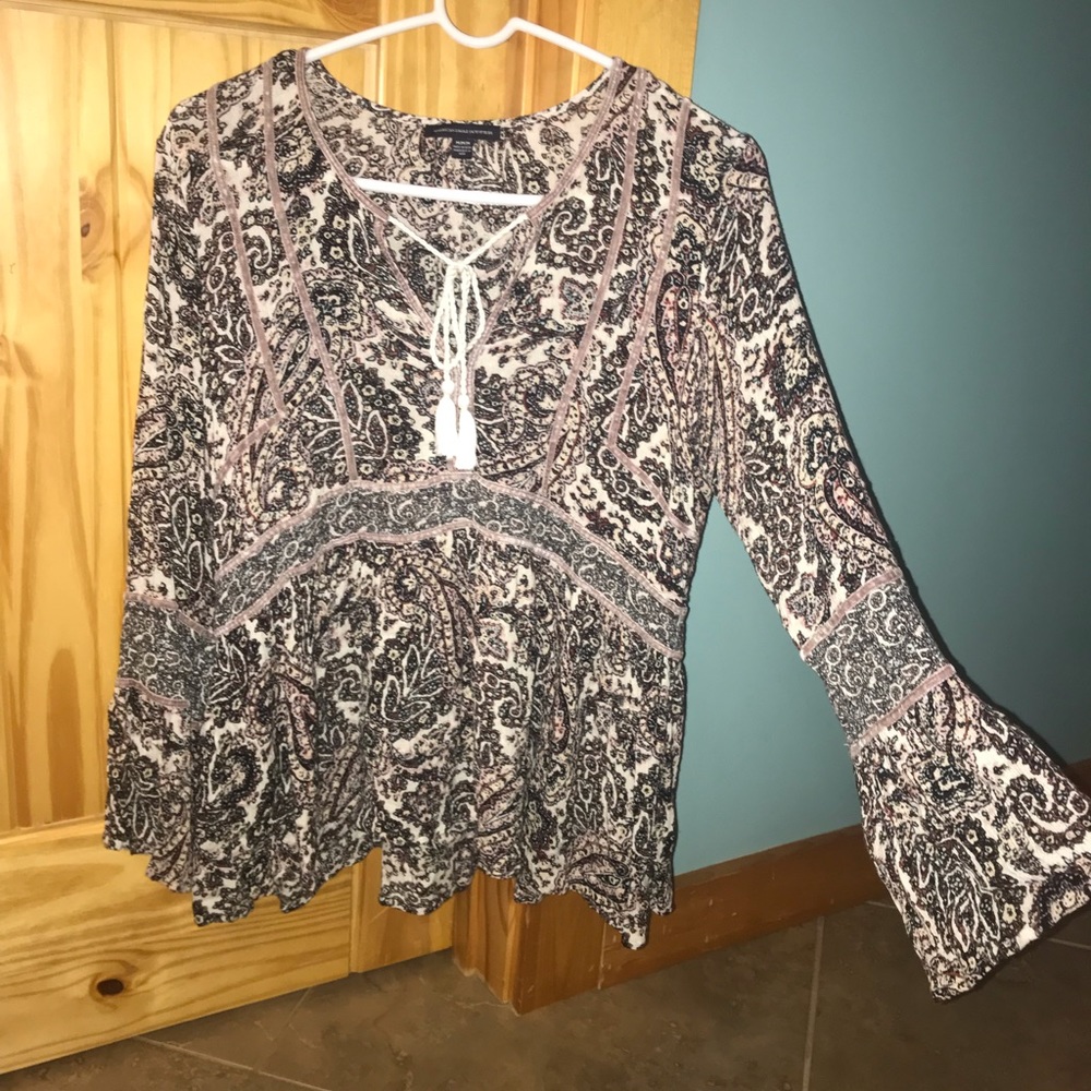 AE Bell Sleeve Paisley Blouse